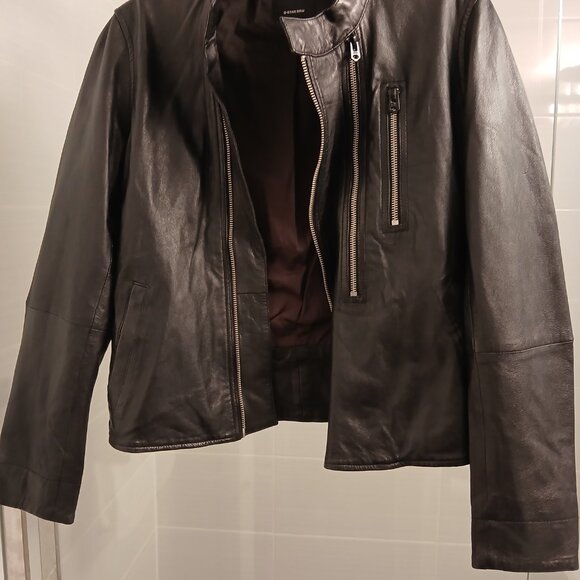 G-Star Black Leather Jacket with Zipper Details - Picture 7 of 12